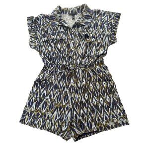 Forever 21 Womens Short-Sleeve Button-Up Romper W/ Pockets & Drawstring Waist L